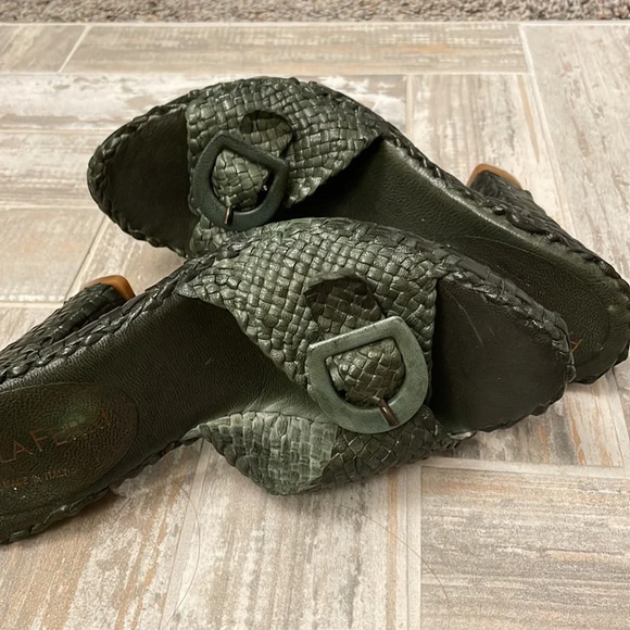 ANTHROPOLOGIE Paola Ferri green woven heels - Picture 7 of 8